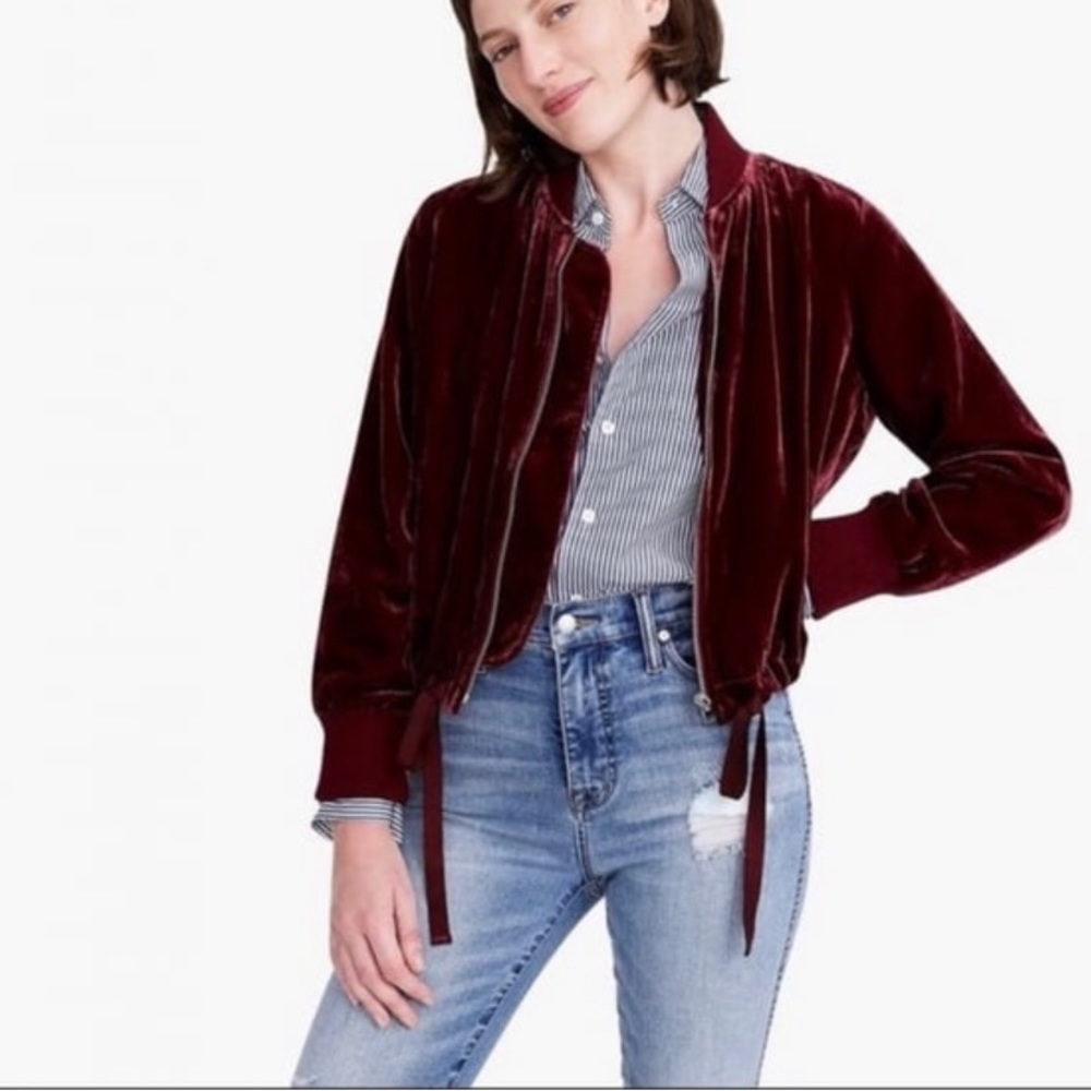 Like New Jcrew Velour Bomber Jacket XXS